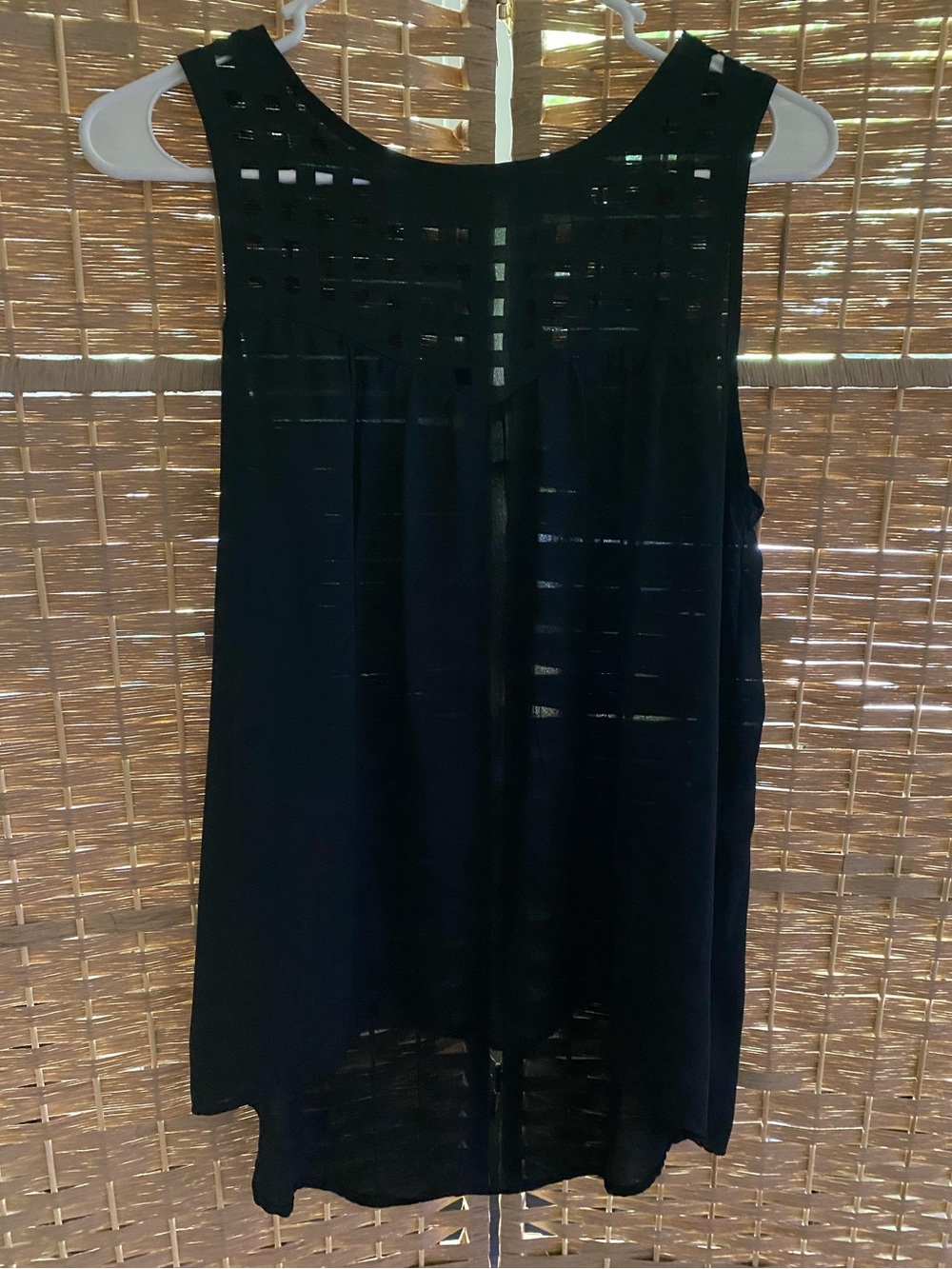 Women’s Black Crochet Yoke Sleeveless Blouse (Size S)